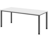 kaiserkraft Escritorio, H x P 685 - 810 x 800 mm, 4 patas de tubo redondo, anchura 1800 mm, grafito/blanco