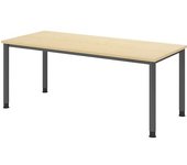 kaiserkraft Escritorio, H x P 685 - 810 x 800 mm, 4 patas de tubo redondo, anchura 1800 mm, grafito/arce