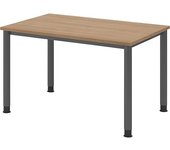 kaiserkraft Escritorio, H x P 685 - 810 x 800 mm, 4 patas de tubo redondo, anchura 1200 mm, grafito/nogal