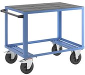 eurokraft pro Carro de montaje, carga máx. 500 kg, 1 cama de plástico, L x A de la cama 1050 x 700 mm, armazón azul luminoso