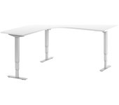 kaiserkraft Escritorio Atlanta, de altura regulable eléctricamente, en forma de L, A x P 1800 x 2000 mm, blanco/blanco, a la izquierda