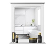 Costway Espejo de Baño con Estante Adicional Espejo de Pared para Baño Lavabo Dormitorio 57 x 12 x 68,5 cm