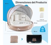 Costway Isla Inflable con Dosel Flotador de Piscina para Bronceado de 186 cm con Dosel Retráctil y Removible 3 Almohadas Carga 180 kg para 2 Personas
