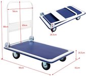 Costway Plataforma Carro Plegable Carga Máxima 300 kg Carro de Transporte Carretilla de Mano 60 x 90 cm