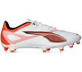 Puma - Bota de fútbol Ultra 5 Play FG/AG, Unisex, White-White-Glowing Red, 8.5 UK