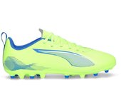 Puma - Bota de fútbol Ultra 5 Play MG Niño, Unisex, Fizzy Apple-White-Bluemazing, 4 UK