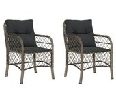 vidaXL Sillones De Jardín Con Cojines 2 Uds Ratán Sintético Gris
