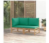 vidaXL Set De Muebles De Jardín 2 Piezas Bambú Con Cojines Verde