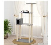 vidaXL Rascador Para Gatos Con Postes De Sisal Gris Claro 147 Cm