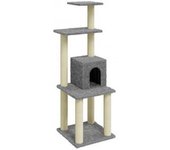 vidaXL Rascador Para Gatos Con Postes De Sisal Gris Claro 105 Cm