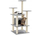 vidaXL Rascador Para Gatos Con Postes De Sisal Gris Claro 110 Cm