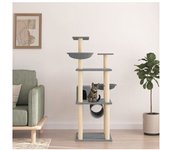 vidaXL Rascador Para Gatos Con Postes De Sisal Gris Claro 141 Cm