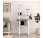 vidaXL Rascador Para Gatos Con Postes De Sisal Gris Claro 166 Cm