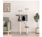 vidaXL Rascador Para Gatos Con Postes De Sisal Gris Claro 143 Cm