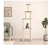 vidaXL Rascador Para Gatos Con Postes De Sisal Gris Claro 183 Cm
