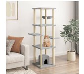 vidaXL Rascador Para Gatos Con Postes De Sisal Gris Claro 154 Cm