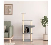 vidaXL Rascador Para Gatos Con Postes De Sisal Gris Claro 132 Cm