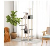 vidaXL Rascador Para Gatos Con Postes De Sisal Gris Claro 176 Cm