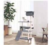 vidaXL Rascador Para Gatos Con Postes De Sisal Gris Claro 131 Cm