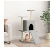 vidaXL Rascador Para Gatos Con Postes De Sisal Gris Claro 110 Cm