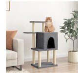 vidaXL Rascador Para Gatos Con Postes De Sisal Gris Oscuro 97 Cm