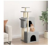 vidaXL Rascador Para Gatos Con Postes De Sisal Gris Claro 122 Cm