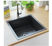 vidaXL Fregadero De Cocina Hecho A Mano Acero Inoxidable Negro
