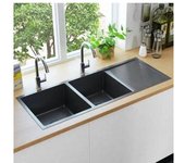 vidaXL Fregadero De Cocina Hecho A Mano Acero Inoxidable Negro