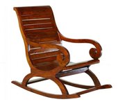 MACABANE Mecedora de madera de mindi marrón