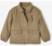 VERTBAUDET Chaqueta acolchada con bordado detrás para niña caqui