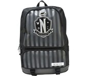 Blue Sky Mochila Nevermore Wednesday Miércoles Rayada Gris Y Negro