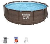 Bestway Piscina Redonda Sobre Suelo Acero Steel Pro Max Rattan Ø 366x100 Cm Brown / Blue 9150 litros unisex