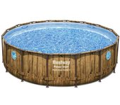 Bestway Piscina Redonda Sobre Suelo Acero Power Steel Swim Vista Series Wood Ø 488 X 122 Cm Brown / Blue 19480 litros unisex