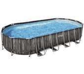 Bestway Estructura De Piscina Ovalada Sobre El Suelo Acero Power Steel 732x366x122 Cm Grey / Blue 25495 litros unisex