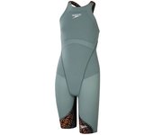 Speedo Bañador De Competición Con Espalda Abierta Fastskin Lzr Ignite Kneeskin Country Green / Black / Nectarine 9-10 Años female