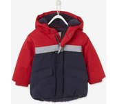 VERTBAUDET Chaqueta acolchada colorblock para bebé niño rojo oscuro liso con motivos