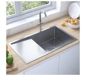 vidaXL Fregadero De Cocina Hecho A Mano De Acero Inoxidable