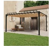 vidaXL Cenador Con Techo Persiana 3x4 M Tela Y Aluminio Taupé