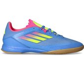 Adidas - Zapatilla de fútbol sala F50 League IN, Unisex, Blue Fusion-Lucid Lemon-Lucid Pink, 8,5 UK