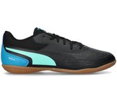 Puma - Zapatilla de fútbol sala Truco III Niño, Unisex, Black-Aquatic-Tropical Blue- White, 4 UK