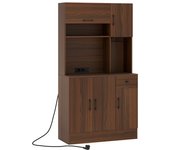 Costway Gabinete de Almacenamiento para Cocina con Soporte Cajón Estantes Ajustables 90 x 39 x 167 cm Nuez