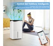 Costway Deshumidificador Móvil 50L/Día Pantalla LED con Wifi Depósito de 5L 4 Modos 24h Temporizador 2 Velocidades Auto-Apagado Silencioso Blanco