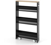 Costway Carro de Almacenamiento de Cocina Estrecho con 4 Estantes Ruedas Organizador Móvil Ahorra Espacio para Baño 48 x 13 x 81 cm