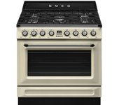Cocina Gas y Eléctrica - SMEG TR90GMP, Victoria, 90 cm, Crema, 5 fuegos