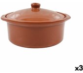Cazuela azofra con tapa barro cocido 24,5 x 23 x 16,7 cm (3 unidades)