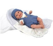 Arias-Muñeco Elegance Babyto 35 cm, vestido en tonos azul y blanco, con manta a juego.Su peso es tan real que parece un bebé de verdad.Incluye chupete y manta.Juguete Niños todas las edades (ARI60900)