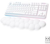 Logitech G Teclado inalámbrico G715 para Juegos con Velocidad de luz RGB LIGHTSYNC, Interruptor Lineal (GX Brown) y reposamuñecas para Teclado, PC y Mac, Niebla Blanca