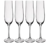 Mikasa Treviso Copas de cristal, 190 ml, juego de 4 sin plomo, copas de champán con efecto ondulado para celebraciones
