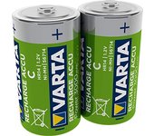 VARTA Pilas C Baby, recargables, paquete de 2, Recharge Accu Power, batería recargable, 3000 mAh Ni-MH, sin efecto memoria, precargadas, listas para usar