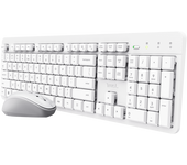 Trust ODY II Pack Teclado y Ratón Inalámbrico QWERTY Español, Botones Silenciosos, Teclas de Perfil Bajo, Un Receptor USB, Resistente a los Vertidos, Windows Mac PC Ordenador Portátil, Blanco